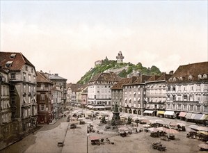 Market place, Graz, Styria, former Austro-Hungary, today Austria, c. 1890, Historic, digitally