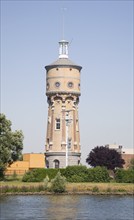 Tower on riverbank River Oude Maas, Maaspad, Zwijndrecht, Dordrecht, Netherlands