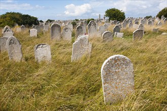 Graves in graveyard of Saint George church, Isle of Portland, Dorset, England, UK