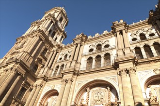 Baroque architecture exterior of the cathedral church of Malaga city, Spain, Santa Iglesia Catedral