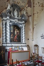 Kasteel van Laarne, interior showing chapel inside 14th century medieval moated castle near Ghent,