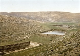 The pools of Salomon, Bethlehem, Holy Land, West Bank, c. 1890, Historic, digitally restored