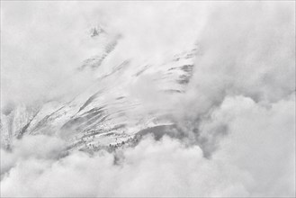 Poor visibility in cloudy skies in the Swiss Alps, clouds, poor visibility, nature, winter, fog,