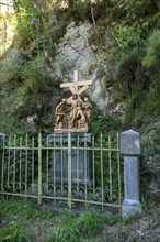 Orcival in Auvergne Volcanoes Regional Natural Park, Statues of Christ's Way of the Cross. Puy de