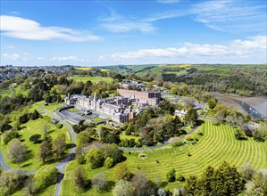 Britannia Royal Naval College from a drone, Dartmouth, Devon, England, United Kingdom, Europe