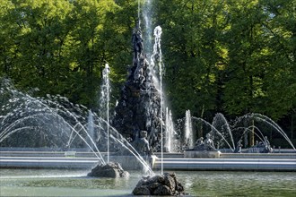 Water features in the water parterre, fountains, fountains of Fama Fountain and Fortuna Fountain,