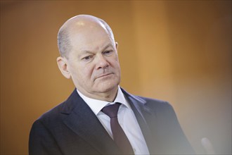 Olaf Scholz (SPD), Federal Chancellor, pictured during a meeting of the Federal Cabinet. Berlin, 24