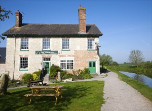 Wiltshire, England to be captioned after editing. Kennet and Avon canal pub at Honeystreet