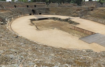 Gladiatorial arena of Circa Romano hippodrome, Merida, Extremadura, Spain, Europe