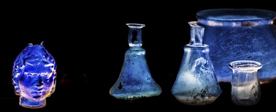 Glass vessels, 3rd-4th century, National Archaeological Museum, Villa Cassis Faraone, UNESCO World