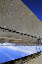 Curved concave reflector mirrors at the solar energy scientific research centre, Tabernas, Almeria,