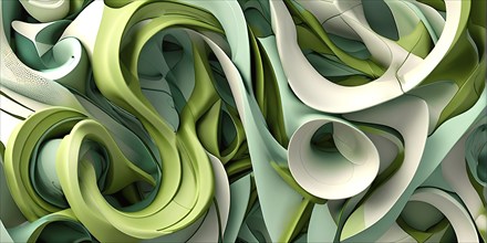 AI generated digital art canvas that comes alive with a fusion of geometric shapes in green color