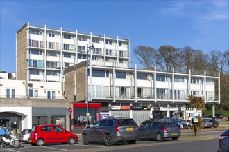 1960s style block of flats on the seafront at Felixstowe, Suffolk, England, United Kingdom, Europe