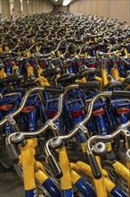 Bicycles at the OV-Fiets rental station, at Utrecht Central Station, hundreds of rental bikes