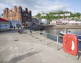 The quayside on North Pier with the Columba Hotel, Oban, Argyll and Bute, Scotland, UK