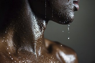 Close up of sweating man after workout. Generative Ai, AI generated