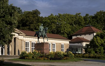 Equestrian statue of King Wilhelm I in front of Großer Kursaal, Königsplatz, Bad Cannstatt,