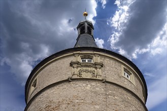 Spire of the Falterturm, late medieval tower of the town fortification, around 1480, Falterstraße,