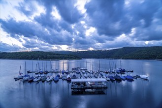 Lake Rursee, reservoir in the Eifel National Park, north-east bank near Heimbach, near the Rur dam