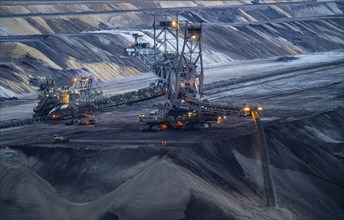 Garzweiler II open-cast lignite mine, excavator filling up the pit on the eastern edge of the