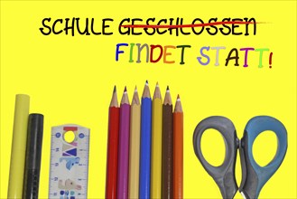 Symbolic image for the start of the new school year with German text