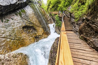 Wimbachklamm gorge in the Bavarian Alps in Ramsau near Berchtesgaden, Germany, Europe