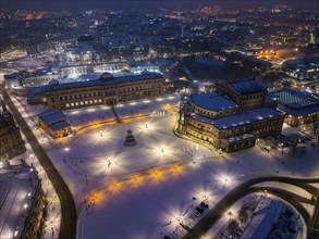 Dresden Old Town at night in winter, Dresden, Saxony, Germany, Europe