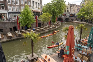 Utrecht, Netherlands, historic city centre, Oudegracht, canal, restaurants, pubs, cafés, shops