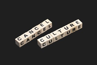 Symbolic image of the debate about the so-called Cancel Culture . Letter cubes show the words