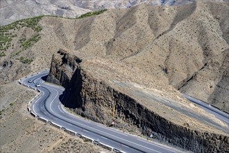 Road with serpentines, mountain landscape, Tizi-n-Tichka pass road, High Atlas, Morocco, Africa