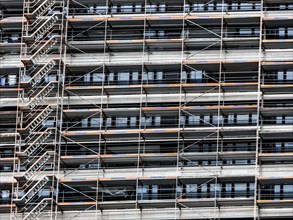 Scaffolding on a new building at the East Side Gallery, Berlin, 02 07 2023