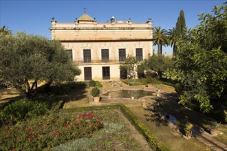 Historic palace building, Palacio de Villavicencio and gardens in the Alcazar, Jerez de la