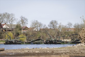 Amphibious vehicles of the type Amphibie M3 of the Bundeswehr taken during the military exercise