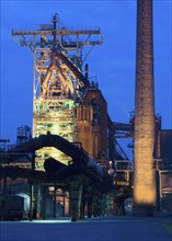 Europe, Germany, Hattingen, Henrichshütte, blast furnace, illuminated, illuminated, industry,