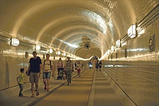 Europe, Germany, Hamburg, City, Harbour, Old Elbe Tunnel under the Elbe, restored east tunnel,