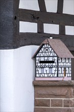 Small half-timbered house as a letterbox, Alsace, France, Europe