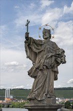 Figure of St Nepomuck on the Heiligenbrücke, Würzburg, Lower Franconia, Bavaria, Germany, Europe