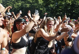 Techno fans celebrate in Berlin Rave the Planet, Berlin, 08.07.2023