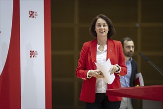 Katarina Barley, SPD lead candidate for the European elections, at a press conference in Berlin, 12