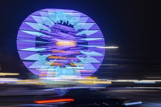 Augustus Market in Dresden. Ferris wheel with road traffic, Dresden, Saxony, Germany, Europe