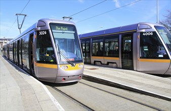 LUAS urban public transport light rail tram system, city of Dublin, Ireland, Irish Republic, Europe