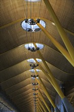 Modern architecture ceiling interior of terminal 4 building, Adolfo Suárez Madrid–Barajas airport,