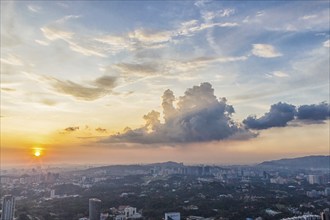 Beautiful sunset clouds over Kuala Lumpur city centre, Malaysia, Asia