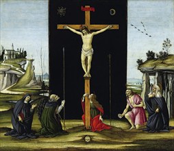 Christ on the Cross adored by Saints Monica, Augustine, Mary Magdalene, Jerome and Bridget of