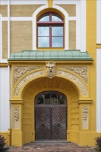 Right entrance portal of the Luitpold primary school, built in 1901 in Art Nouveau style,