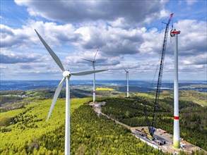 Erection of a wind turbine, wind energy plant, assembly of the ring generator, with a crawler