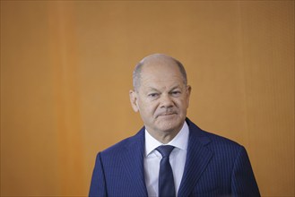 Olaf Scholz (SPD), Federal Chancellor, pictured at the start of a cabinet meeting in the Federal