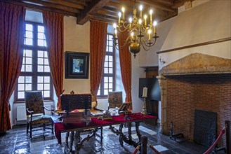 Kasteel van Laarne, interior of 14th century medieval moated castle near Ghent, East Flanders,