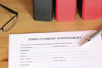 Blank form of an employment contract in English