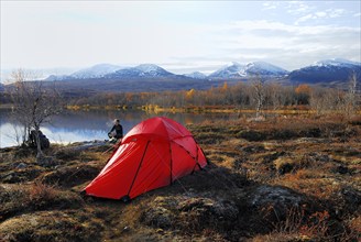 Camping in the Sinnitjohkka and Duolbagorni mountains, Kebnekaise massif, Lapland, Sweden, Sweden,